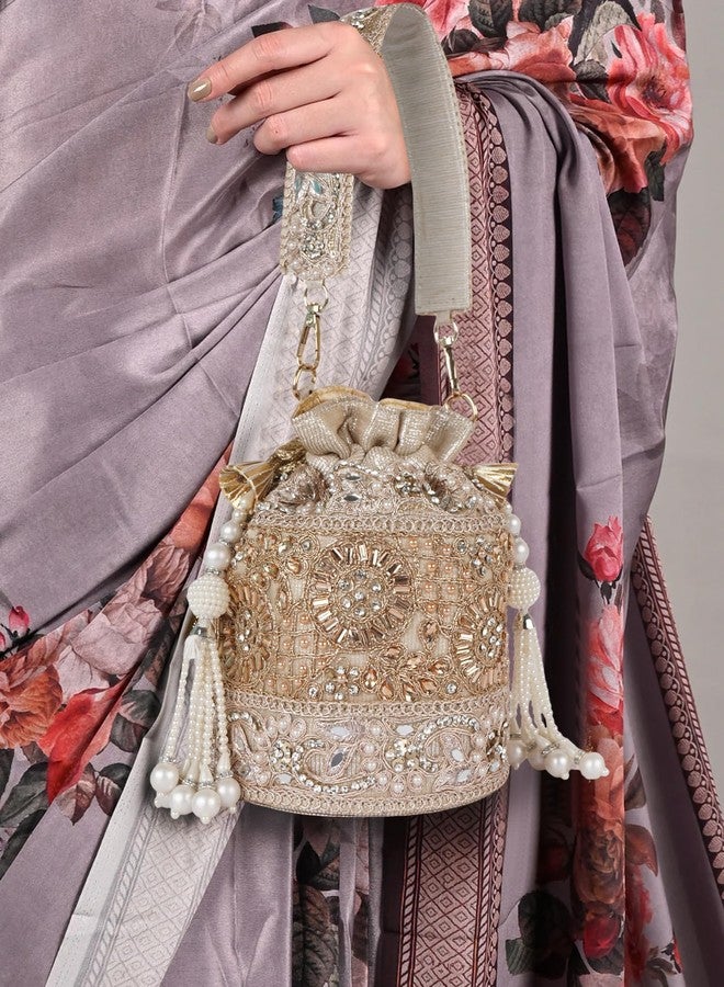 PLANX Velvet SilK Stylish Embroidery Unique Design Trendy Traditional Ethnic Wedding Party Handheld Potli For Women - Image 3